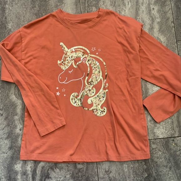 wonder nation Other - Wonder Nation Sequin Unicorn Graphic Long Sleeve Tee Girls’ Brown Size 7-8
